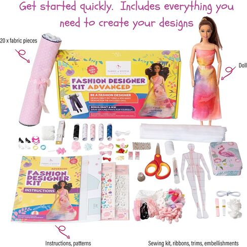 مجموعات مصممي الأزياء للبنات. اقمشة بثنيات وربط من بيج تو ادف، انماط استخدام، انماط مسودة واعادة تصميم، تعلم الخياطة للحصول على دمية جميلة. بنطلون/شورت ملتف من بلس ديزاين اند سو لنفسك in Kuwait