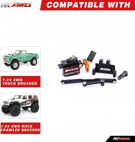 RCAWD SCX24 Steering Servo & SCX24 Servo Mount & SCX24 Servo Arm Steering Link Set for Axial 1/24 Series Upgrades Part in Kuwait
