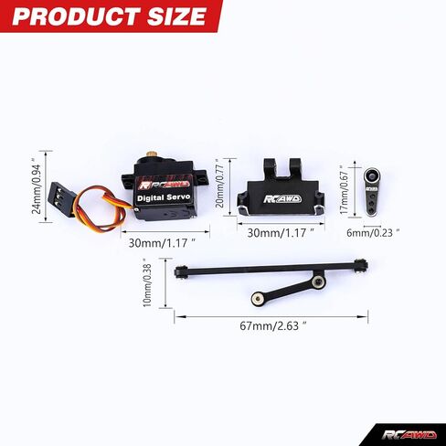 RCAWD SCX24 Steering Servo & SCX24 Servo Mount & SCX24 Servo Arm Steering Link Set for Axial 1/24 Series Upgrades Part in Kuwait