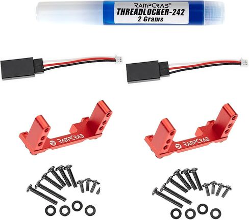 RampCrab Servo Mount Bracket for FXC24, Adjustable Servo Mount Tray, 1/24 RC Car Steering Servo Mount for FMS FCX24 Power Wagon Butcher & Max Smasher Big Foot, K5 Upgrade Parts, Alu, Red in Kuwait