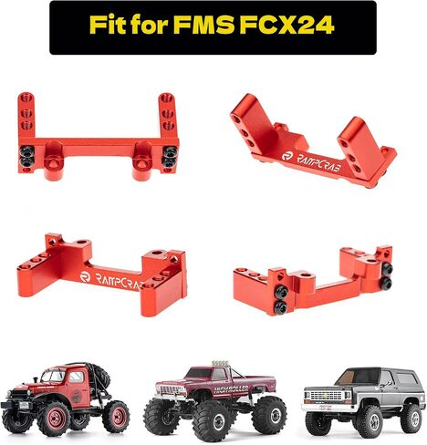 RampCrab Servo Mount Bracket for FXC24, Adjustable Servo Mount Tray, 1/24 RC Car Steering Servo Mount for FMS FCX24 Power Wagon Butcher & Max Smasher Big Foot, K5 Upgrade Parts, Alu, Red in Kuwait