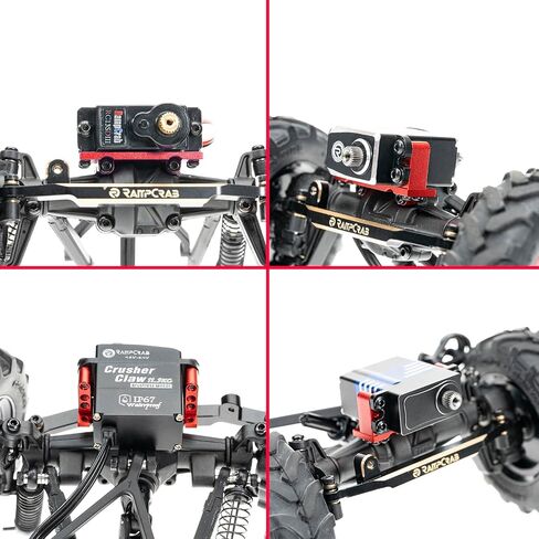 RampCrab Servo Mount Bracket for FXC24, Adjustable Servo Mount Tray, 1/24 RC Car Steering Servo Mount for FMS FCX24 Power Wagon Butcher & Max Smasher Big Foot, K5 Upgrade Parts, Alu, Red in Kuwait