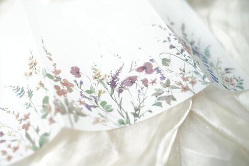 Puremigo 50 Pack Pre-Folded Vellum Jackets for 5x7 Invitations - White Flower - 115GSM Vellum Paper 5x7 Jackets - Wedding Invitations Wraps - Transparent Wedding in Kuwait