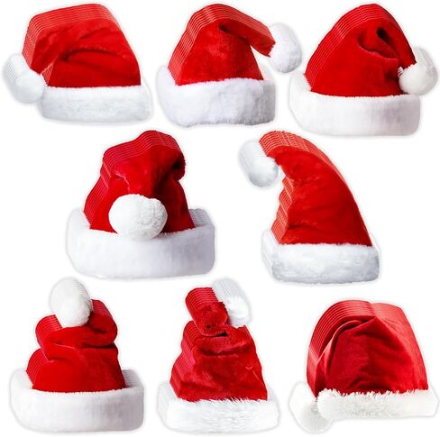TrelaCo 64 Pcs Christmas Cutouts Decorations Santa Hat Paper Cutouts for Classroom 4 Inch Xmas Cutouts Craft for Classroom Wall Christmas Paper Santa Hat Stickers Bulletin Board Santa Gift, 8 Styles in Saudi Arabia