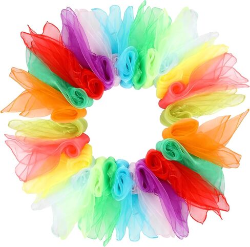 KIMOBER 24PCS Square Dance Scarves,12 Colors Juggling Silk Magic Tricks Music Movement Scarf Props for Kids Toddlers Children(24in × 24 Inches) in Kuwait