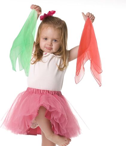 KIMOBER 24PCS Square Dance Scarves,12 Colors Juggling Silk Magic Tricks Music Movement Scarf Props for Kids Toddlers Children(24in × 24 Inches) in Kuwait