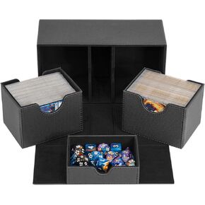 Infinity Vault Sideloader 200 - صندوق ذو سطح مزدوج مع صينية نرد - مصمم لحماية أكثر من 200 بطاقة ذات أكمام مزدوجة - صندوق سطح قائد MTG رائع مع صواني بطاقات تحميل جانبية واسعة