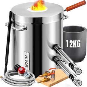 VEVOR Propane Melting Furnace Kit, 12KG Large Capacity Foundry Home Kilns, Blacksmithing Forge with Crucible & Tongs Kiln, Stainless Steel Smelter, for Metal Scrap Recycle, Gold Copper Silver Casting in Saudi Arabia