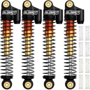 صدمات أمامية وخلفية من الألومنيوم مقاس 52 مم من GLOBACT لملحقات ترقية 1/24 محورية SCX24 Bronco/JLU CRC/Deadbolt/Gladiator /C10 (4 قطع أسود)