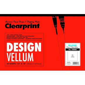 Clearprint 12" x 18" 1000H Design Vellum Pad, 16 lb., 100% Cotton, 50 Sheets, 1 Each in Kuwait