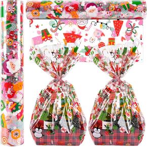 Kolewo4ever 100 Ft X 32 in Christmas Cellophane Wrap Roll Snowflake Clear Wrapping Paper Cellophane Bags Thick Snowflake Wrap Cellophane for Christmas Gift Wrapping (Christmas Snowflake) in Kuwait