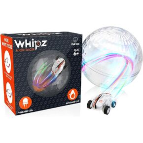 USA Toyz Whipz Micro Racers Toy Cars for Kids - Mini Keychain, Glow in The Dark LED Fast Pocket Racer Fidget Toy, Mini Car Spinner with Racing Stunt Ball, Keychain Clip, and USB Charger