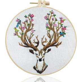 طقم تطريز مختوم للمبتدئين من مايدير بنمط، طقم غرز متقاطعة، طقم تطريز للمبتدئين بما في ذلك طوق التطريز وخيوط ملونة ومقص تطريز - Herborist4 in Kuwait