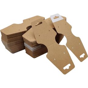 بطاقات عرض القلائد ذاتية اللصق - 200 قطعة من بطاقات عرض الاساور الفارغة من ورق الكرافت، بطاقات الاقراط، بطاقة بيع تغليف المجوهرات المعلقة لتعبئة القلائد والاساور وسلاسل المفاتيح، 4.7 × 1.9 انش in Kuwait