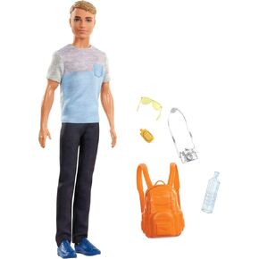 Barbie Travel Ken Doll, Dark Blonde, with 5 Accessories Including a Camera and Backpack, for 3 to 7 Year Olds in Saudi Arabia