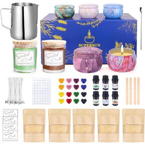 SUPERSUN Scented Candle Making Kit for Adults Kids, Arts & Crafts Kit for DIY Starter, Candle Making Supplies Including Beeswax, Candle Tins Jars and More, Birthday Christmas Holiday Gifts in Kuwait
