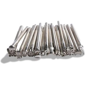 BANYOUR Leather Working Saddle Making Tools DIY Leather Craft Stamps Set 20pcs Silver in Saudi Arabia