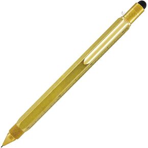 MONTEVERDE USA 9-in-1 Tool Mechanical Pencil in Brass – Hand-Machined Multifunctional Pencil with Stylus, Screwdrivers, Ruler, and Eraser – Exclusive Collection Ideal Gift for Engineers in Saudi Arabia