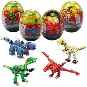 Anditoy 4 Pack Dinosaur Building Blocks Toys in Jumbo Eggs for Kids Boys Girls Christmas Stocking Stuffers Gifts Party Favors