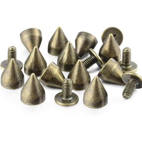 100 Sets 9MM Bronze Spikes and Studs Metal Bullet Cone Spikes Screw Back Leather Craft Rapid Rivet Screws Punk Studs and Spikes for Clothing Shoes Leather Belts Bag Accessories 11/32 Inch