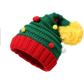 Ouksma قبعة عيد الميلاد للأطفال قبعة قزم مع آذان محبوك قبعة مع بوم بوم عيد الميلاد سانتا قبعة مخططة قبعة عيد الميلاد in Kuwait