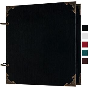 8 x 8 Inch small Leather Hardcover 80 Pages DIY Scrapbook Photo Album Blank Craft Paper Wedding Anniversary Family Photo Scrapbook Album (Black, 8 x 8 Inch)