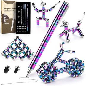 Juboury Fidget Pen، قلم معدني مغناطيسي لتخفيف الضغط، لعبة تململ متعددة الوظائف قابلة للتشوه، قلم كتابة مغناطيسي هدية للبالغين من الأولاد والبنات في سن المراهقة in Kuwait