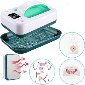 Heat Press Machine for T Shirts, 7" × 5" Portable Mini Heat Press Fast Even Heat, Easy Press T Shirt Printer Machine with Insulated Base,for Sublimation, Htv, Heat Transfer Projects(Green)
