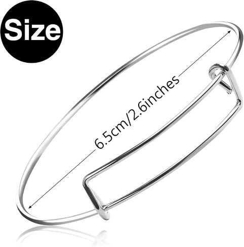 UPINS 30Pcs Silver Expandable Blank Bracelets Adjustable Wire Bangles with 100Pcs Tibetan Silver Charms, 200Pcs Open Jump Rings for Jewelry Making (Multicolor) in Kuwait