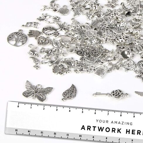 UPINS 30Pcs Silver Expandable Blank Bracelets Adjustable Wire Bangles with 100Pcs Tibetan Silver Charms, 200Pcs Open Jump Rings for Jewelry Making (Multicolor) in Kuwait