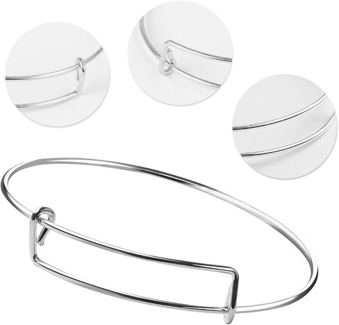 UPINS 30Pcs Silver Expandable Blank Bracelets Adjustable Wire Bangles with 100Pcs Tibetan Silver Charms, 200Pcs Open Jump Rings for Jewelry Making (Multicolor) in Kuwait