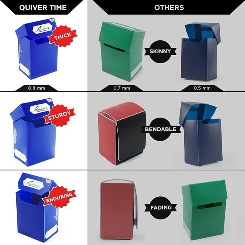 Quiver Time 100+ Standard Deck Blocks with 2 Dividers/Card Deck Box - Set of 5 MTG Deck Box - Compatible with Magic Commander, Yugioh & other TCG cards - (White, Black, Blue, Red & Green) in Kuwait