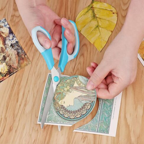 مقص Asdirne، مقص فاخر لجميع الأغراض مقاس 8.6 بوصة، شفرات حادة للغاية من الفولاذ المقاوم للصدأ، قبضة مريحة، رائع للحرف اليدوية والمكتب والمدرسة والاستخدام اليومي، أزرق/وردي/أخضر، عبوة من 3 قطع in Kuwait