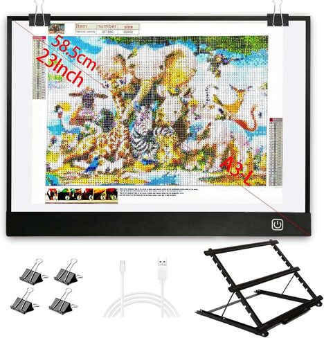 WELZK Light Board A3, 16.6×12.6 INCH Large Light Pad with Metral Stand. Physical Buttons 9 Levels/Stepless Dimming Light Table for Diamond Painting, Weeding Vinyl, Tracing, Drawing in Saudi Arabia