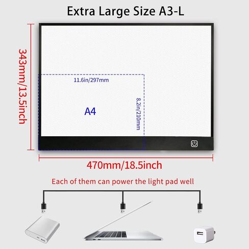 WELZK Light Board A3, 16.6×12.6 INCH Large Light Pad with Metral Stand. Physical Buttons 9 Levels/Stepless Dimming Light Table for Diamond Painting, Weeding Vinyl, Tracing, Drawing in Saudi Arabia