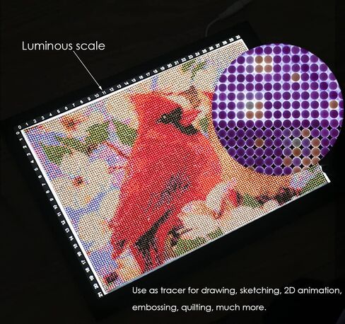Upgraded A2 Light Pad, 3-Color Light Diamond Painting Light Board, Stepless Diamond Art Large Size Light Pad with Clips 25x18 INCH in Kuwait