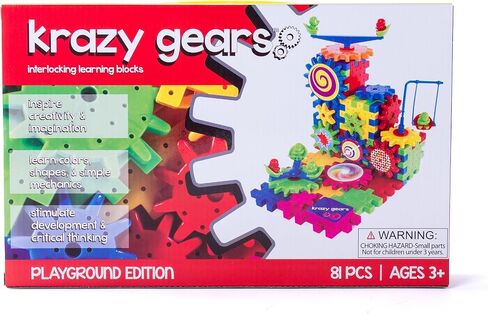 مجموعة ألعاب بناء معدات Krazy Gears - مكعبات تعليمية متشابكة - تروس دوارة بمحرك - إصدار ساحة لعب مكون من 81 قطعة in Saudi Arabia