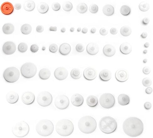 مجموعة تروس بلاستيكية مكونة من 64 نوع من مريوود، مجموعة بكرة حزام دودة، تروس تاج مفردة ومزدوجة للتقليل من التروس الدودية، مجموعة ملحقات متنوعة للعبة محرك السيارة والروبوت in Kuwait