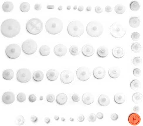 مجموعة تروس بلاستيكية مكونة من 64 نوع من مريوود، مجموعة بكرة حزام دودة، تروس تاج مفردة ومزدوجة للتقليل من التروس الدودية، مجموعة ملحقات متنوعة للعبة محرك السيارة والروبوت in Kuwait