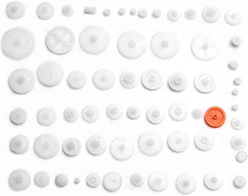 مجموعة تروس بلاستيكية مكونة من 64 نوع من مريوود، مجموعة بكرة حزام دودة، تروس تاج مفردة ومزدوجة للتقليل من التروس الدودية، مجموعة ملحقات متنوعة للعبة محرك السيارة والروبوت in Kuwait