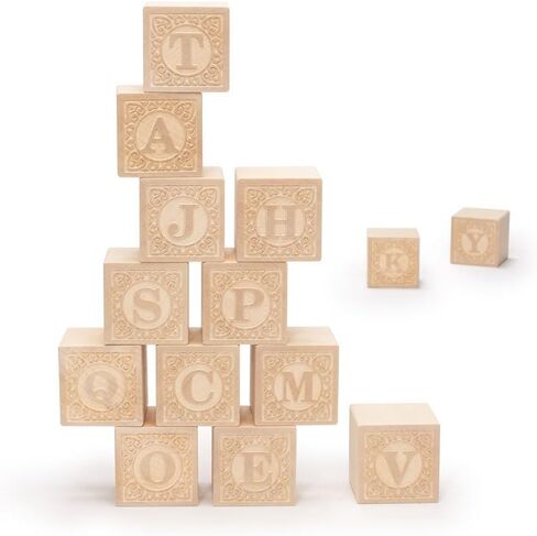 Uncle Goose Uppercase Alphablank Blocks - Made in The USA in Kuwait