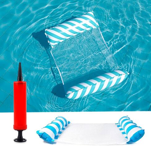 Hammock Pool Float & Water Hammock – Multi-Purpose, Inflatable Pool Floats for Adults (Pack of 3) 2 Floats (1 Blue and 1 Pink) and 1 Beach Ball Includes Pump (3 Pack) in Kuwait
