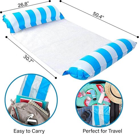 Hammock Pool Float & Water Hammock – Multi-Purpose, Inflatable Pool Floats for Adults (Pack of 3) 2 Floats (1 Blue and 1 Pink) and 1 Beach Ball Includes Pump (3 Pack) in Kuwait