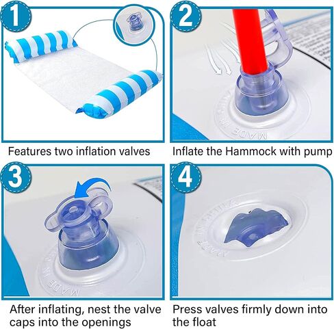 Hammock Pool Float & Water Hammock – Multi-Purpose, Inflatable Pool Floats for Adults (Pack of 3) 2 Floats (1 Blue and 1 Pink) and 1 Beach Ball Includes Pump (3 Pack) in Kuwait