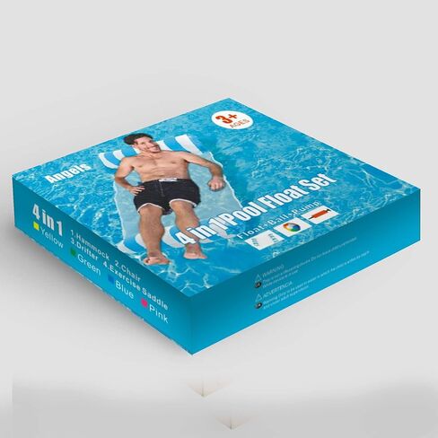 Hammock Pool Float & Water Hammock – Multi-Purpose, Inflatable Pool Floats for Adults (Pack of 3) 2 Floats (1 Blue and 1 Pink) and 1 Beach Ball Includes Pump (3 Pack) in Kuwait