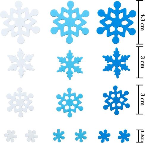 Aneco 600 Pieces Foam Snowflake Stickers Self-Adhesive Snowflake Shape Stickers for DIY Craft Projects, Assorted Color and Sizes in Saudi Arabia
