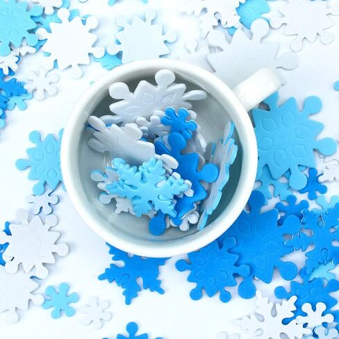 Aneco 600 Pieces Foam Snowflake Stickers Self-Adhesive Snowflake Shape Stickers for DIY Craft Projects, Assorted Color and Sizes in Saudi Arabia