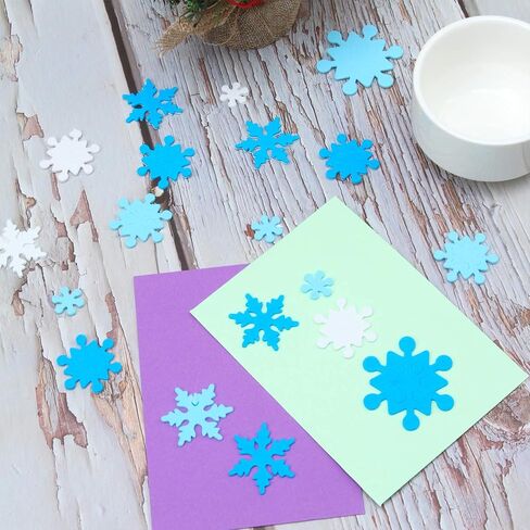 Aneco 600 Pieces Foam Snowflake Stickers Self-Adhesive Snowflake Shape Stickers for DIY Craft Projects, Assorted Color and Sizes in Saudi Arabia