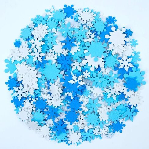 Aneco 600 Pieces Foam Snowflake Stickers Self-Adhesive Snowflake Shape Stickers for DIY Craft Projects, Assorted Color and Sizes in Saudi Arabia