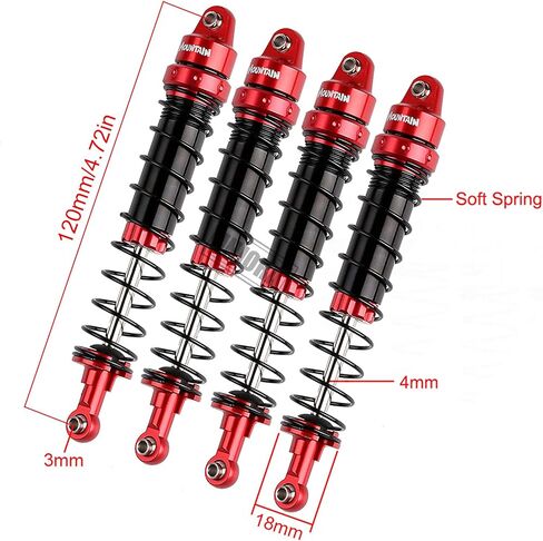 مجموعة ممتص الصدمات INJORA RC 4 قطع مخمدات RC لـ 1/10 RC الزاحف المحوري SCX10 90046 AXI231017 TRX-4 D90 (90 مم) in Saudi Arabia
